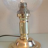 Brass bedside lamp and bubbled glass globe / vintage 60s-70s