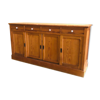 Pine buffet, with plenty of drawers and slippery doors, and porcelain handles