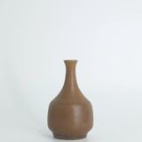 Small Mid-Century Scandinavian Modern Collectible Brown Stoneware Vases by Gunnar Borg, Set of 4