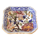 Small square Gien earthenware dish/trinket tray with peony decoration