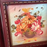 Mini painting of a flower bouquet in oil on panel.