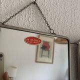 Vintage 1960s red barber triptych mirror Mirbel Paris - 28 x 70 cm