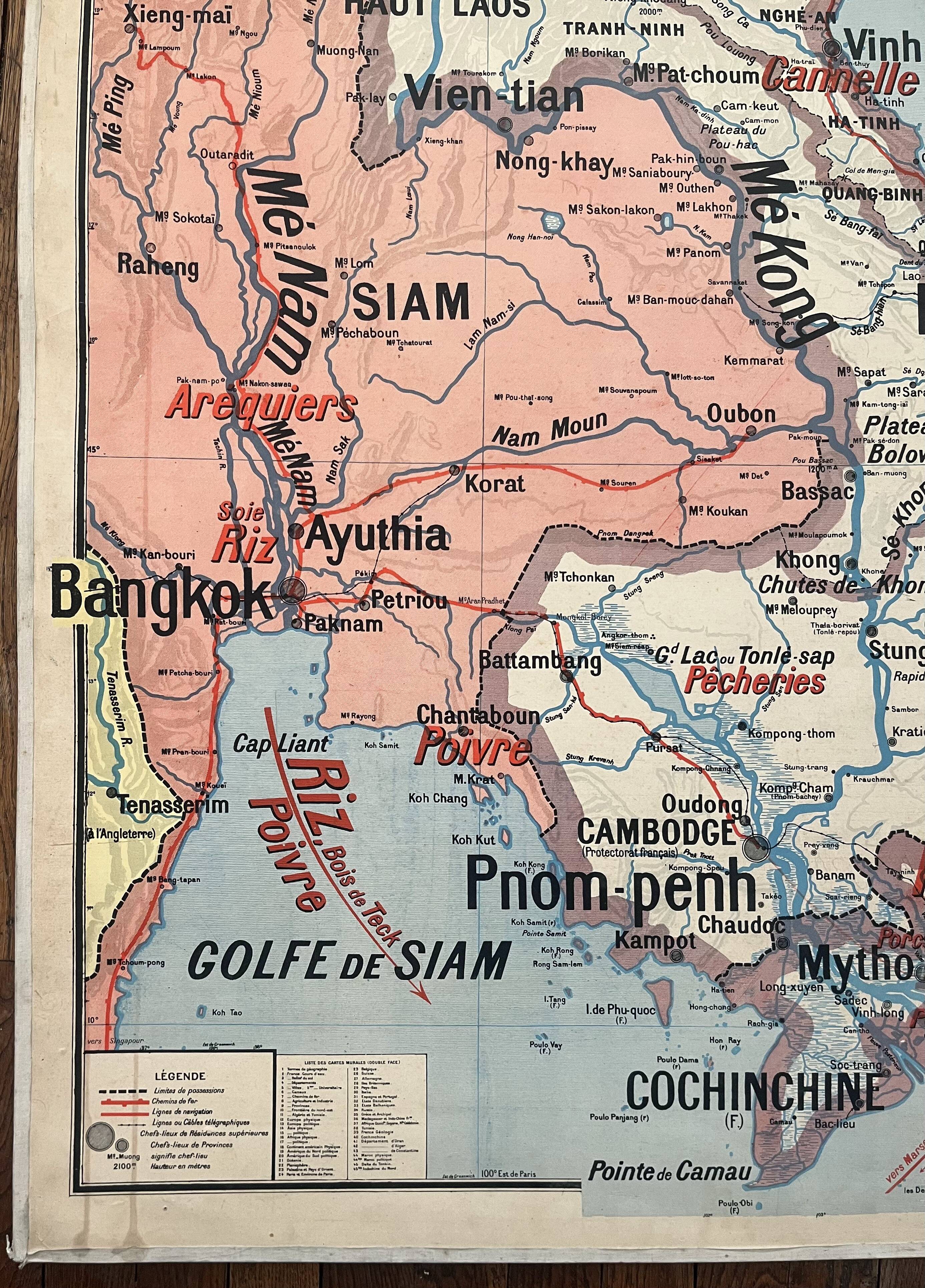Old school map Vidal-Lablache 36, 1930, T46 – French Indochina