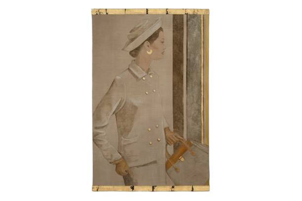 Painted canvas depicting a woman from the 1950s. Contemporary work.