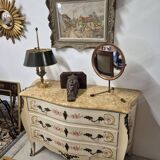 Louis XV style chest of drawers painted with flowers, Italian manufacture