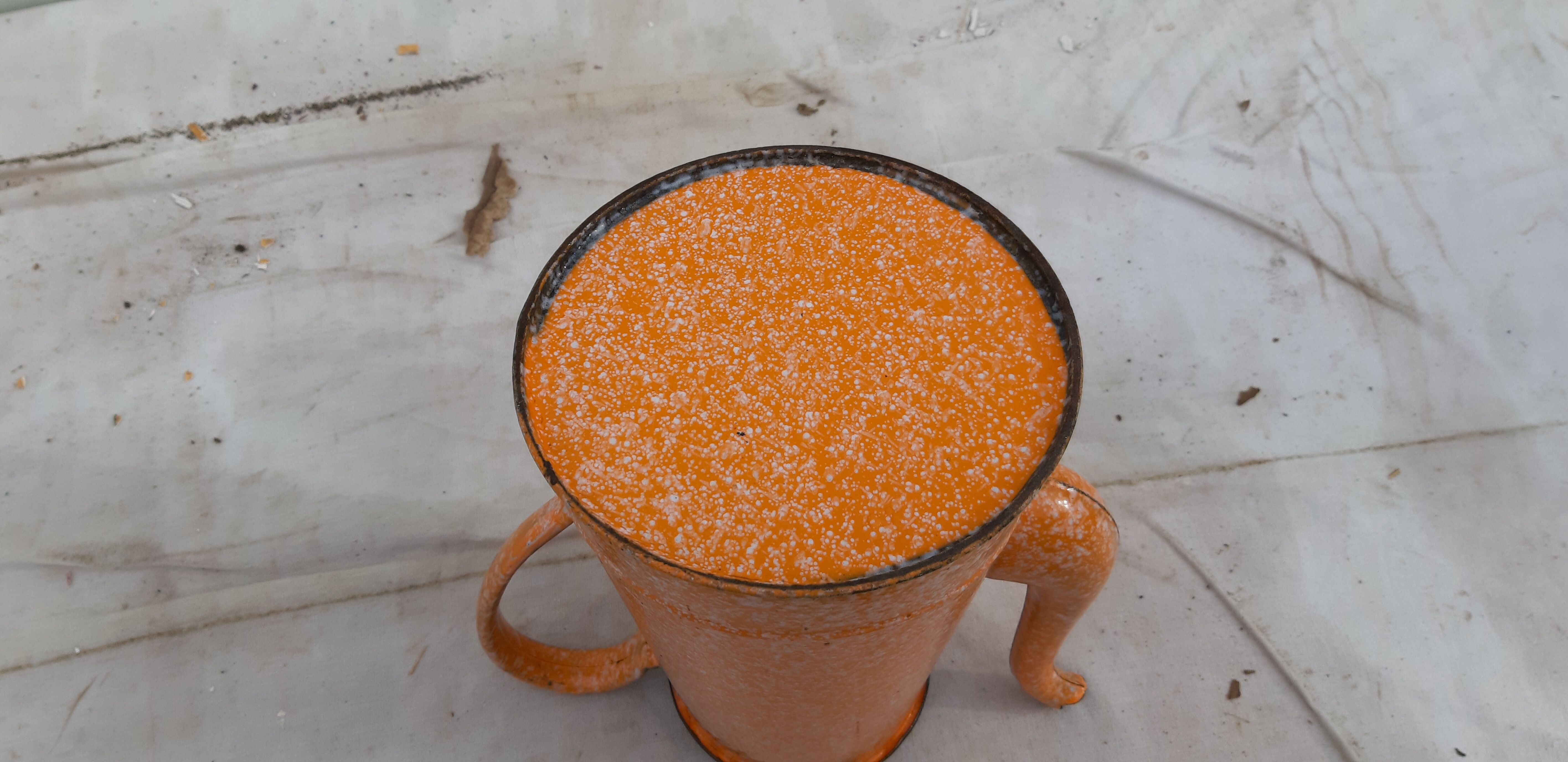 Orange enamelled coffee maker
