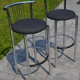 2 "Calligaris" bar stools with chrome metal and refurbished seats.