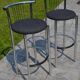 2 "Calligaris" bar stools with chrome metal and refurbished seats.
