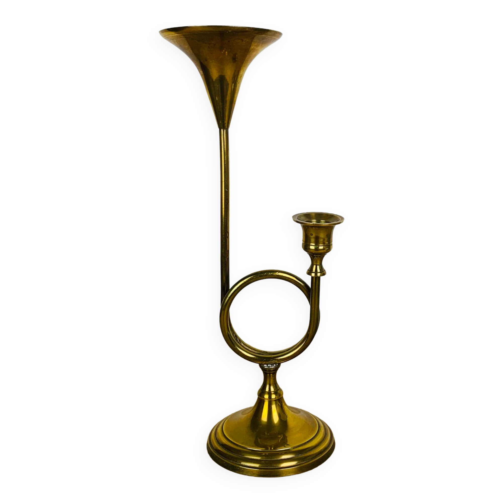 Bougeoir trompette laiton doré vintage