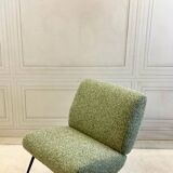 Chauffeuses vintage Kiss Pelfran rénovées – tissu bouclé vert