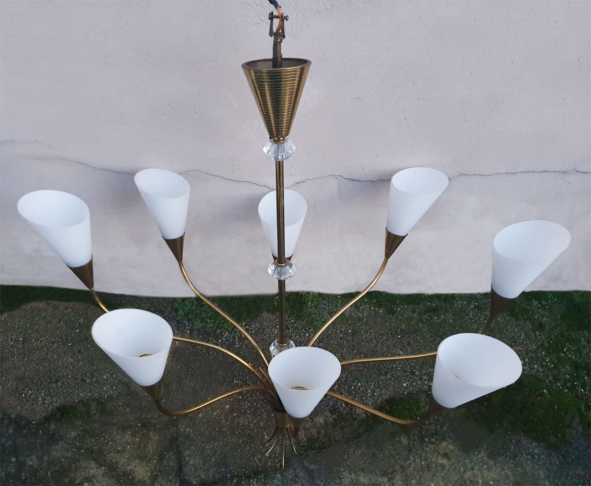 Hanging lamp and sonces "Arum" Arlus, Paris, 1957, modernist, creation Jean Royère