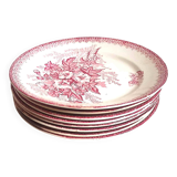 Set of 8 Terre de Fer plates with Eglantines motif, Diameter 22.5 cm