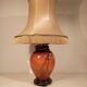 Large lamp to lay ceramic foot varnished orange and brown flowers