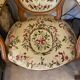 Louis XVI style medallion armchair with floral needlepoint tapestry