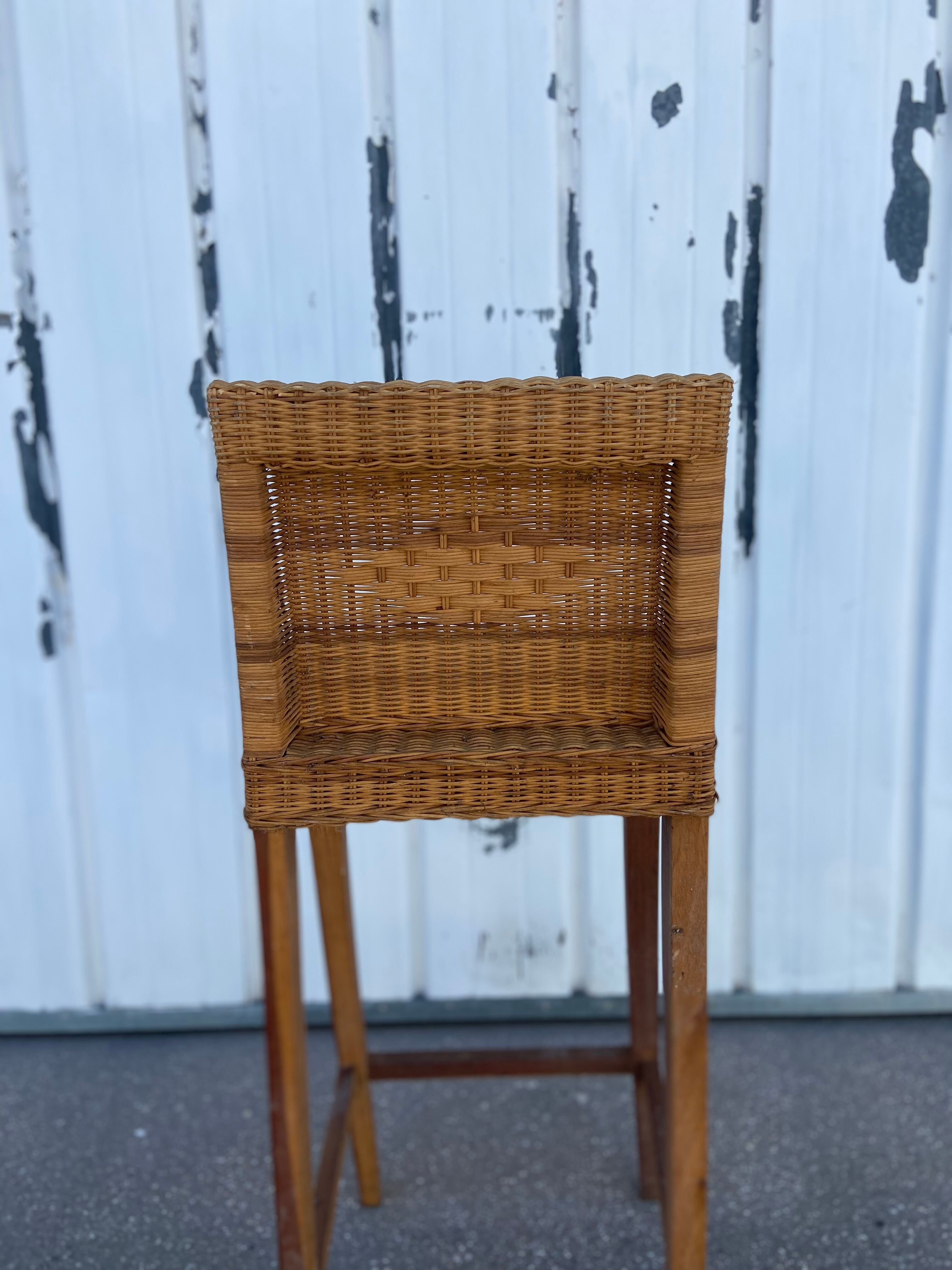 Vintage wicker top stool