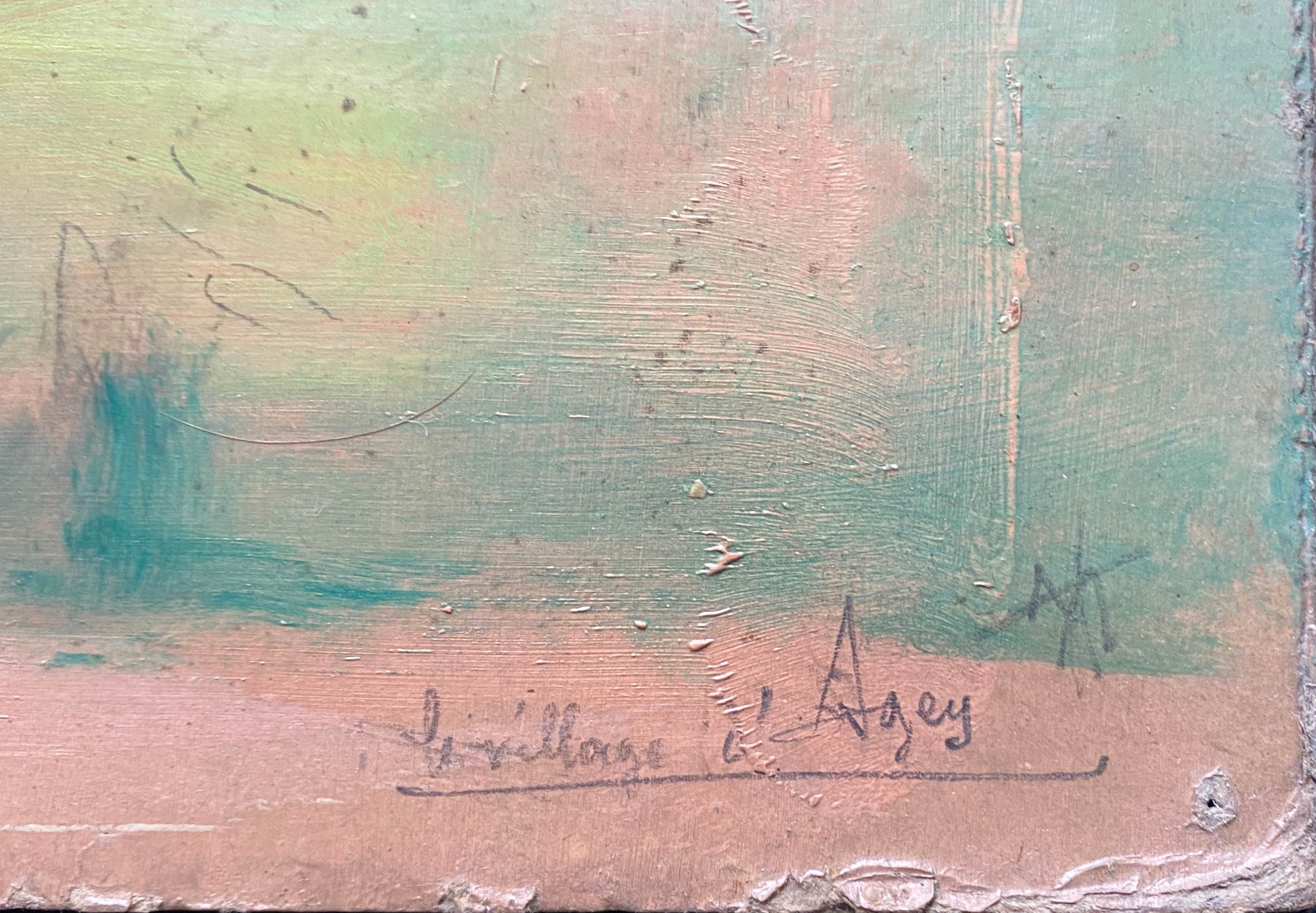 HSP painting "The village of Agey" (Côte d'Or) by Auguste Mallard (1895-1965)