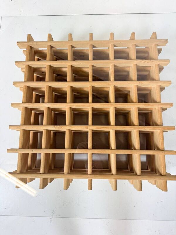 Mid-Century Modern Italian Coffee Table, Wooden Grid and Glass, 1960s