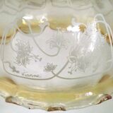 Vintage French signed Vianne amber glass ceiling light with floral decoration 4523