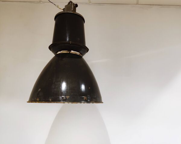 Grandes lampes en émail industrielles, années 1950 - luminaire de plafond industriel vintage