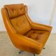 Vintage Danish mid-century cognac leather Werner Langenfeld lounge chair, 1960s
