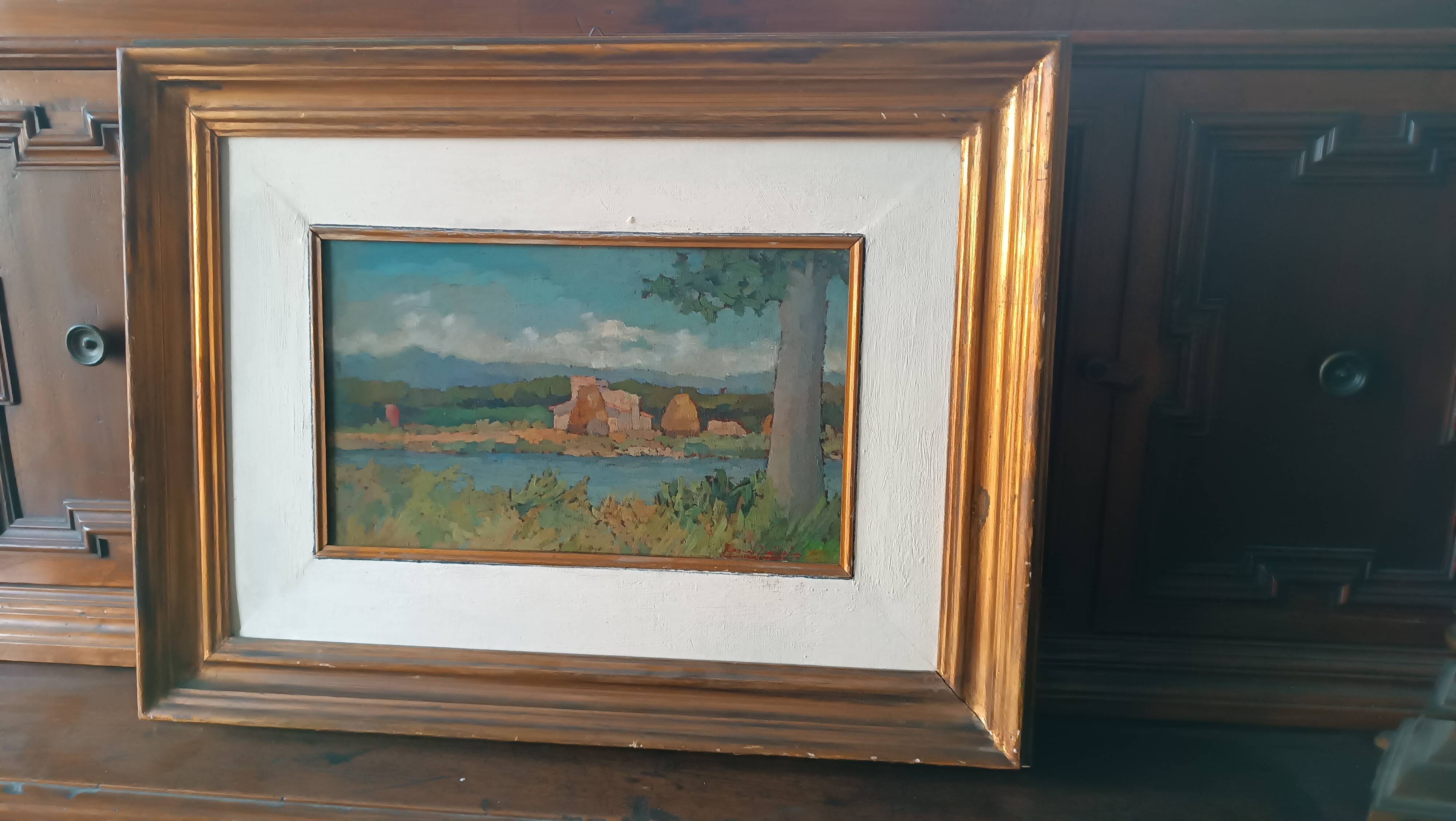 Peinture de paysage Arnaccio Pise années 1950 Ferruccio Rosini (Livourne 1932-2021)