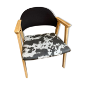 Cow print wooden armchair