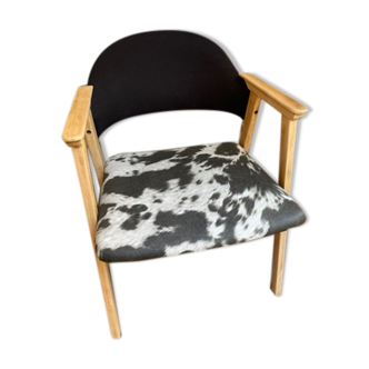 Fauteuil bois imprimé Vache