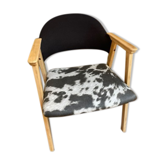 Cow printed wooden armchair