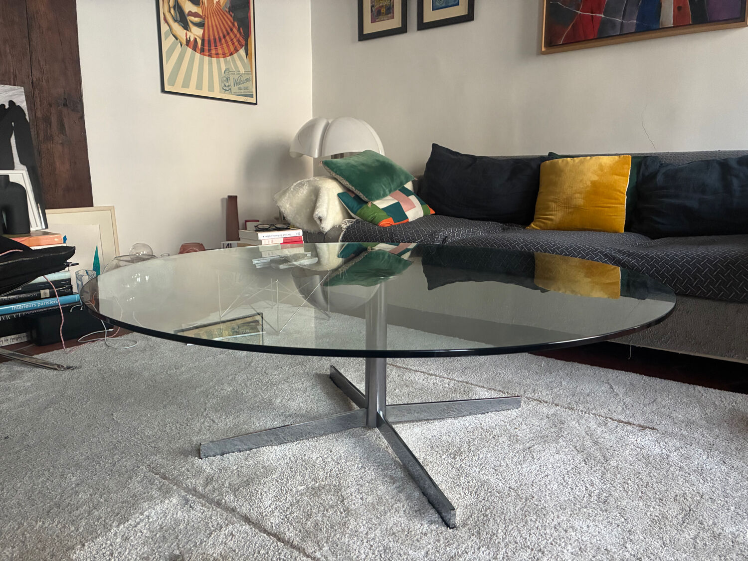 Glass coffee table