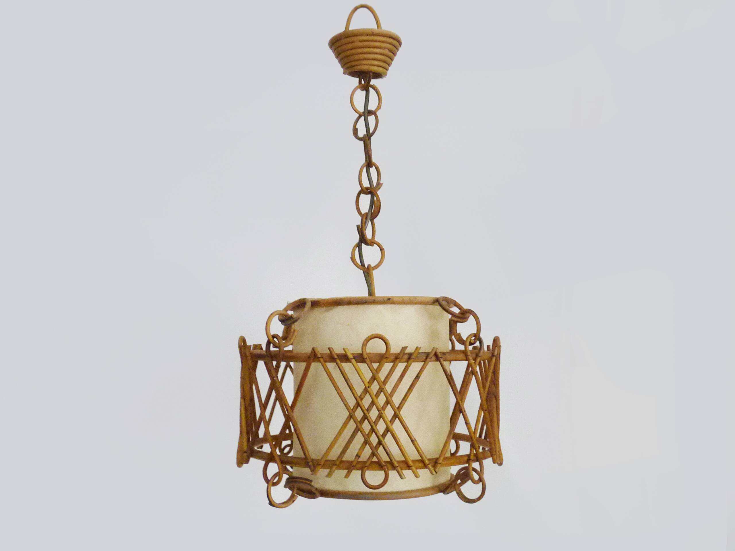Rattan pendant light 1950s