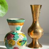 Vases céramique et laiton artisanal vintage