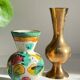 Vintage handcrafted ceramic and brass vases
