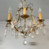 Set of 2 bronze chandeliers with tassels (crystal)