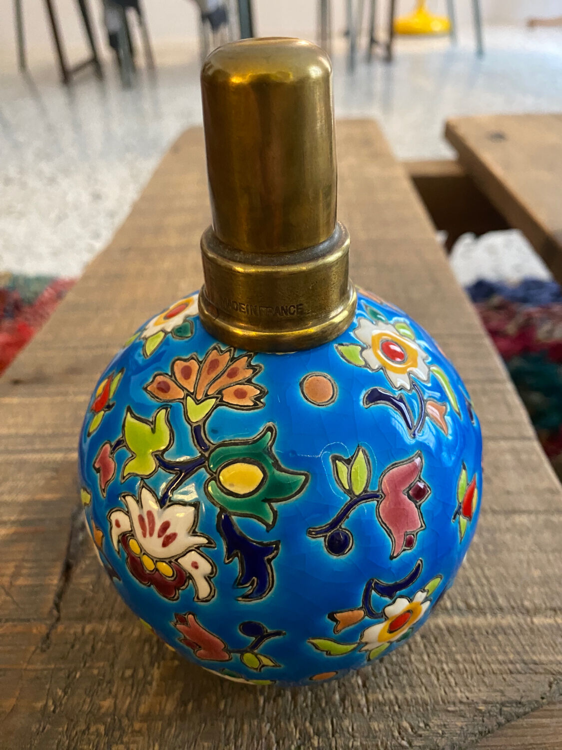 Berger lamp in enamels by Longwy LY Sévigné