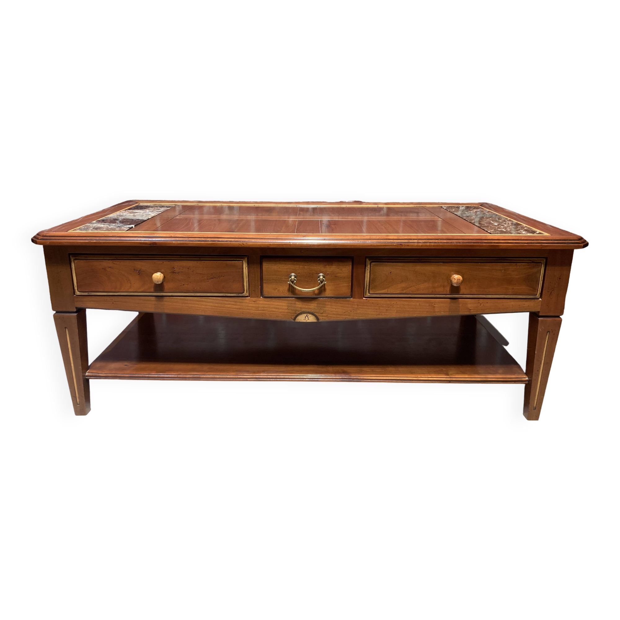 Wood and marble coffee table