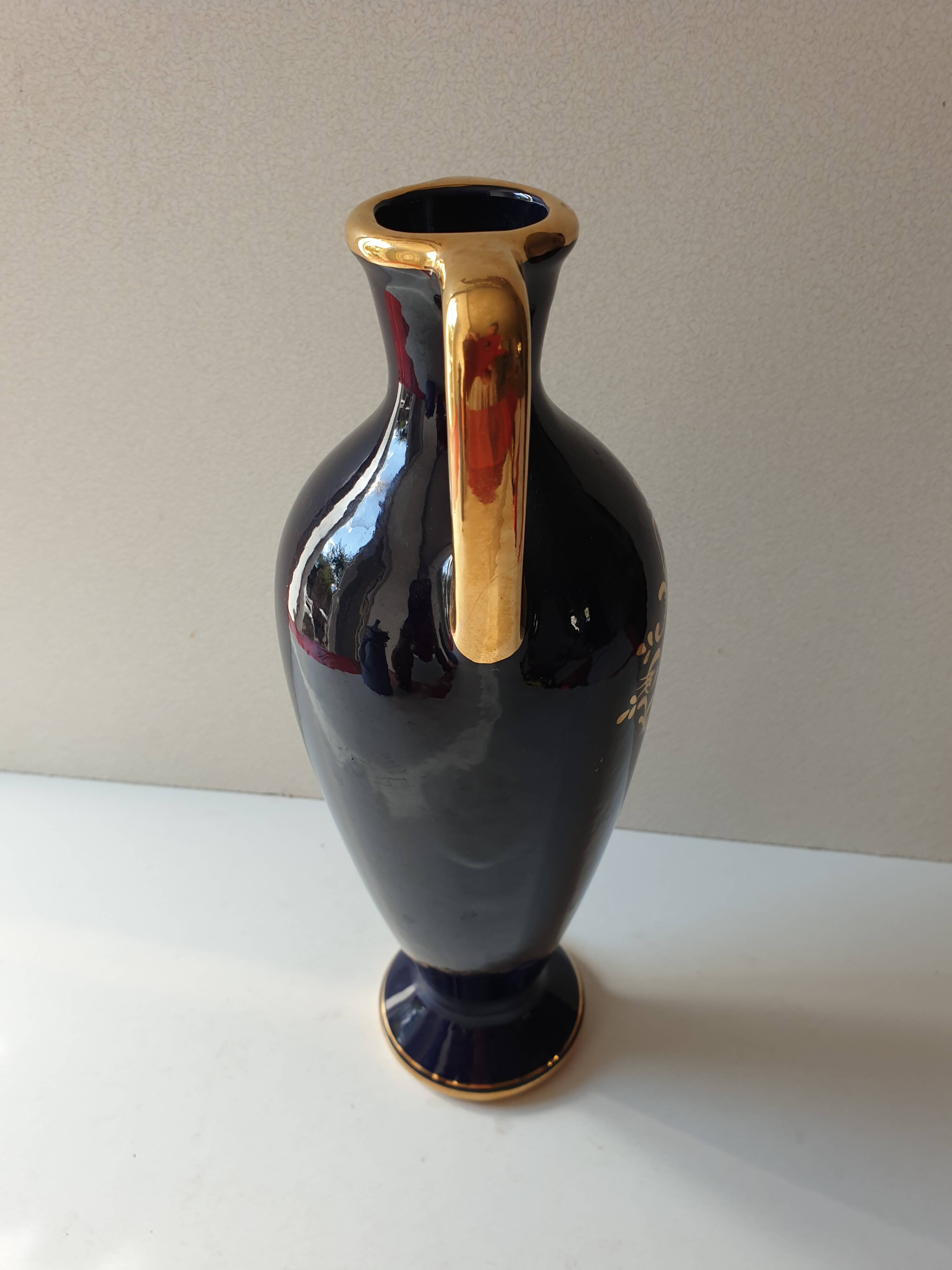 Navy Blue Porcelain Soliflore Vase - Coronetti Cunardo Italy