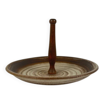 Round plate with ceramic handle, 1960s/70s