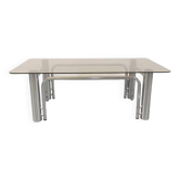 Coffee table in metal and smoked glass from the 70s