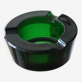 Vintage green glass ashtray