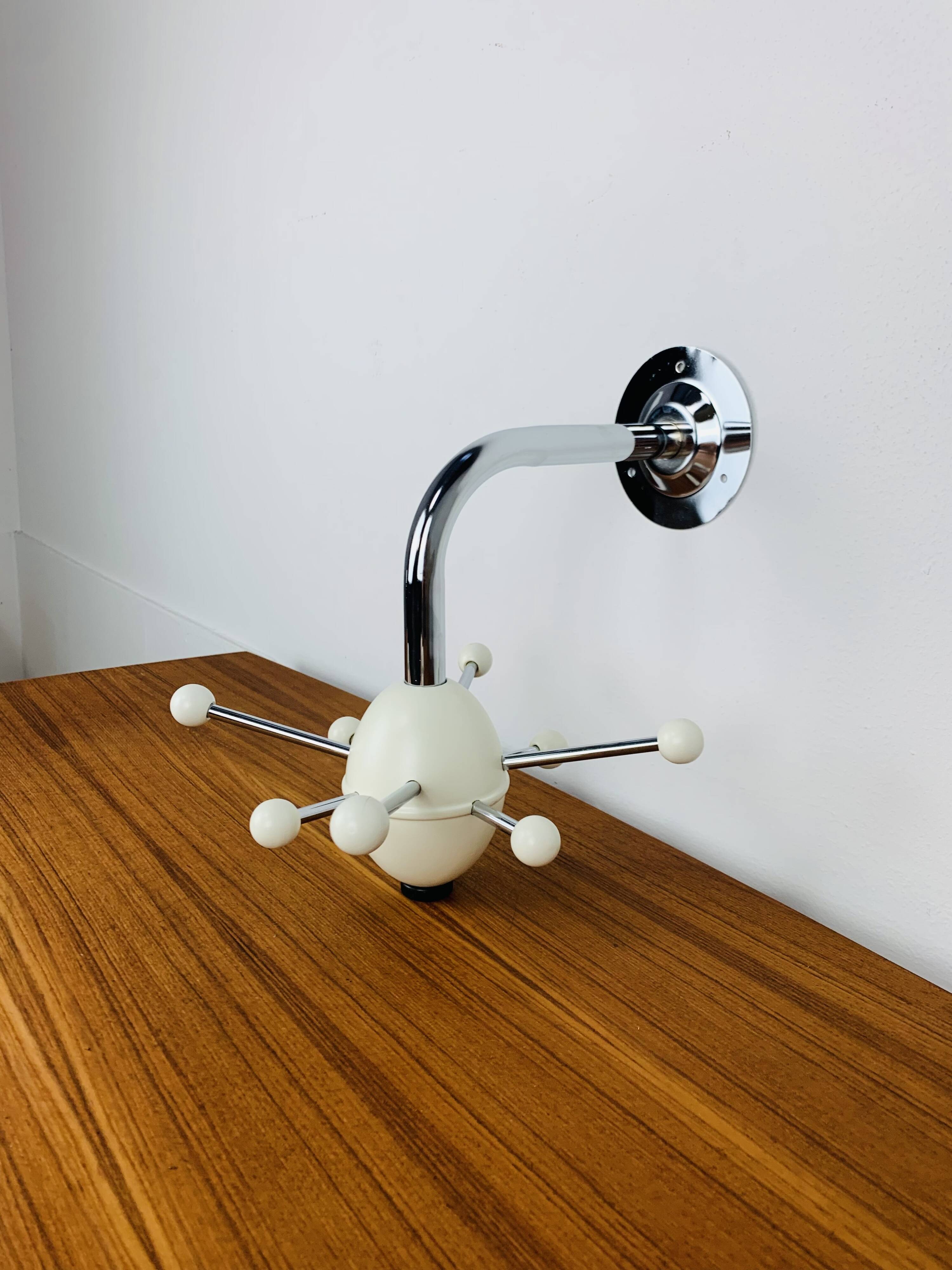 Sputnik wall coat rack, white and chrome, vintage