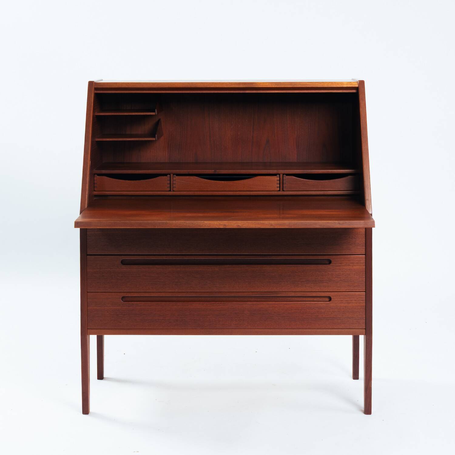 Kai Kristiansen model 63 desk teak secretaire with vanity mirror, 1960s