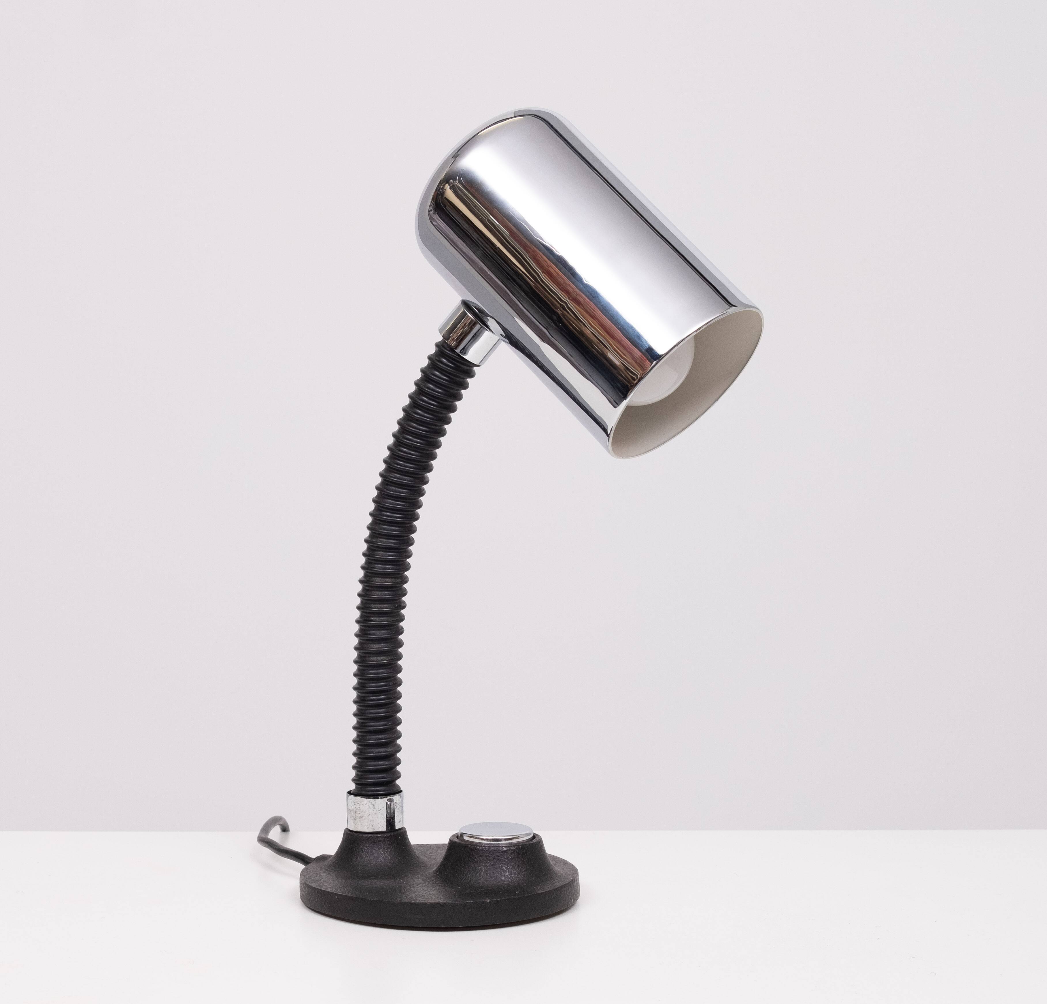 Egon hillebrand chrome goose neck table lamp 1970s