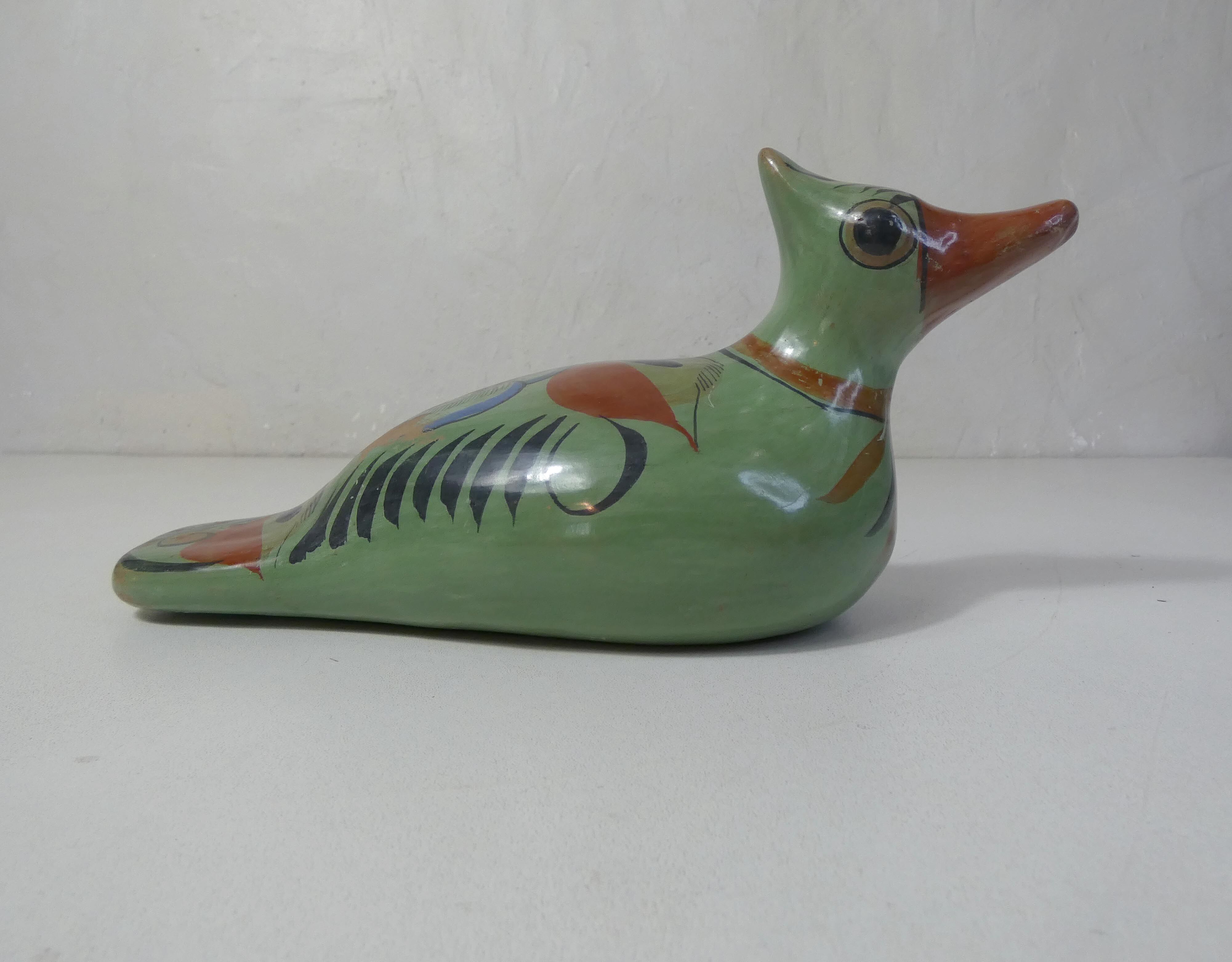 Ancient glazed terracotta mexico bird folk art vintage