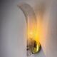 Pair of Murano frosted glass leaf sconces, gilt brass, Italy, 1970s
