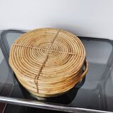 Rattan and brass basket, Italy, 1970