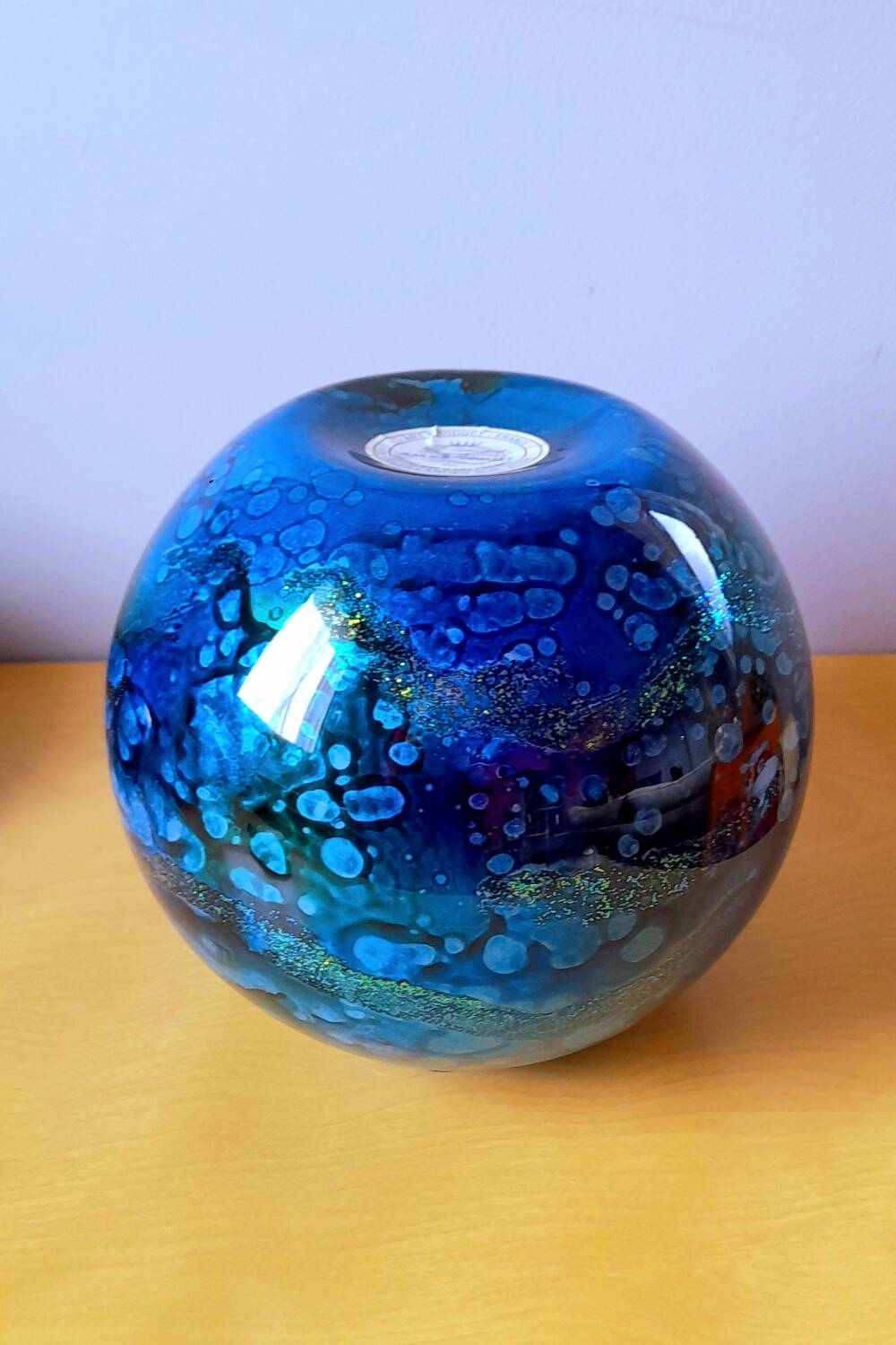 Lacquer vase on glass Jean Noël Bouillet 70s