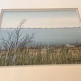 Tableau encadré la Camargue signé Michel Tombereau