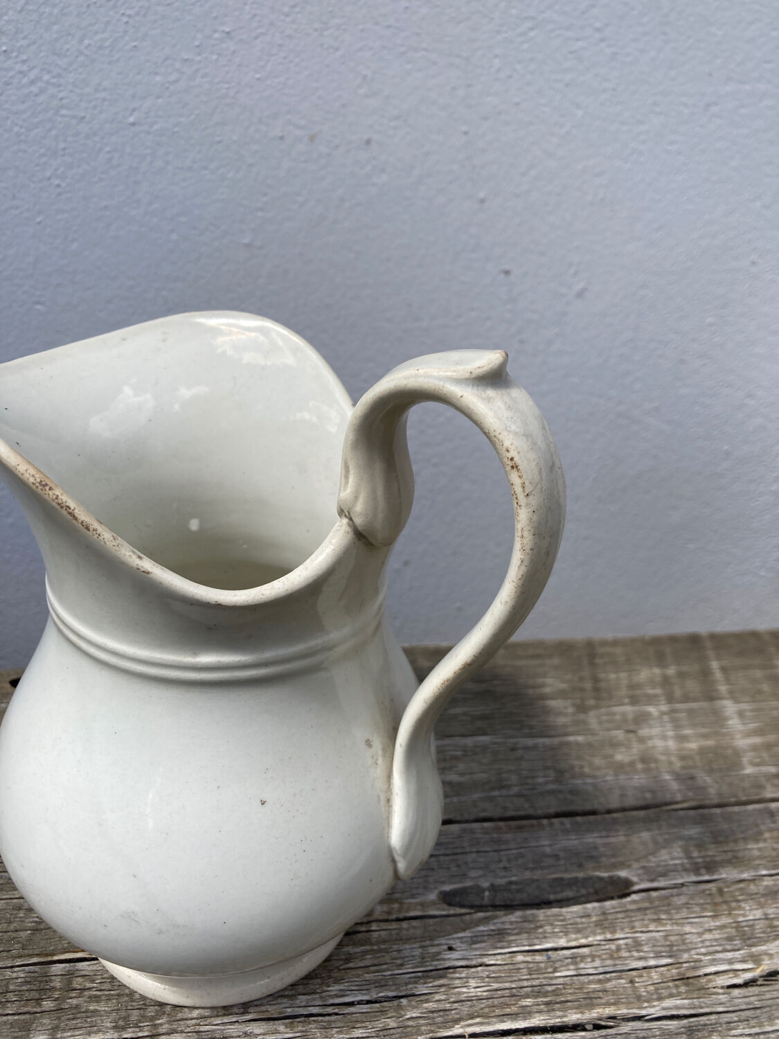 White pitcher earthenware Creil and Montereau nineteenth