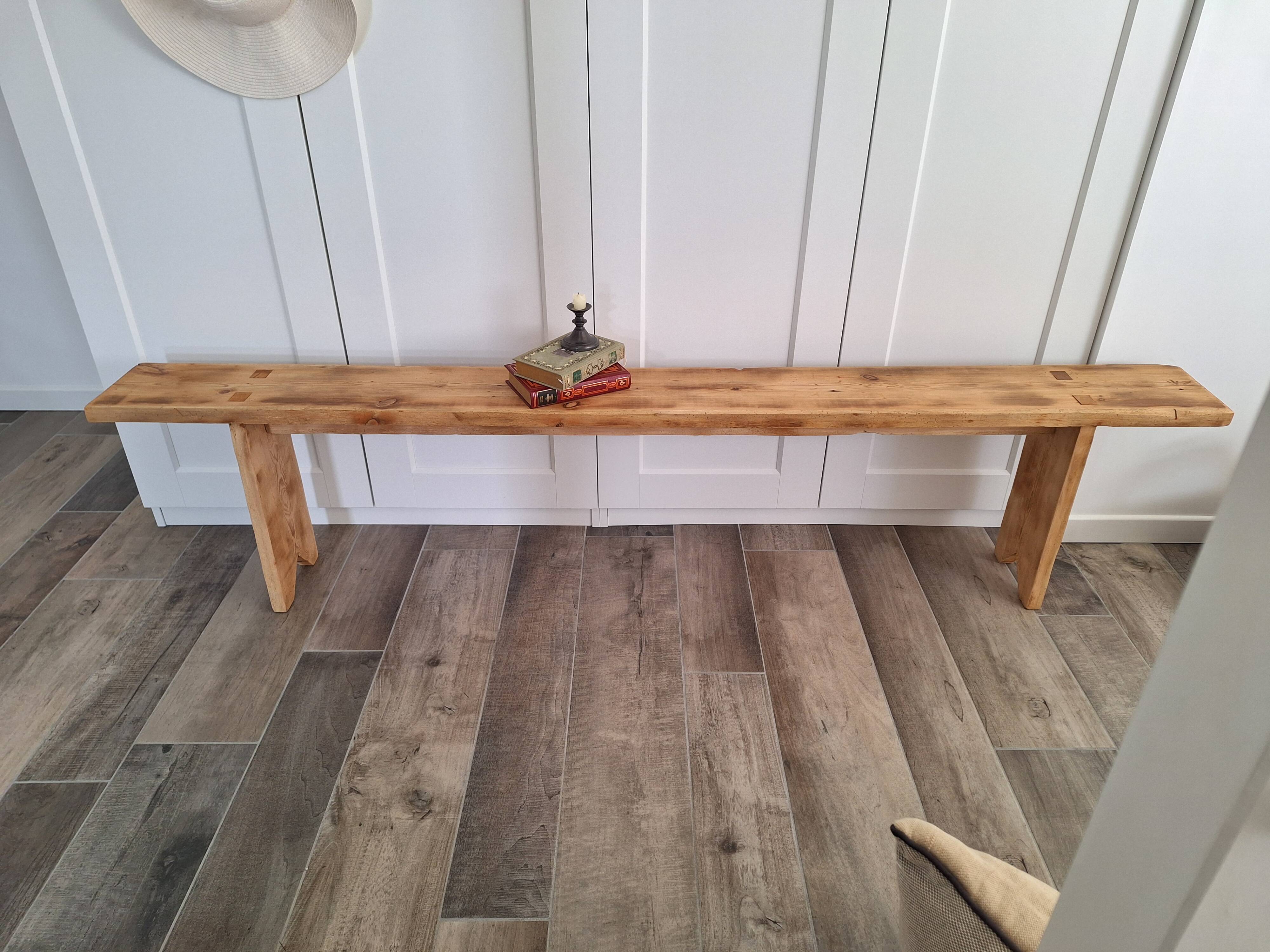 Large antique farmhouse bench in solid wood – 200 cm