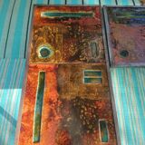 Set of 2 tables enamelled lava